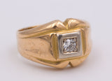 Goldener Herrenring mit Diamant im Brillantschliff, um 1940 - Antichità Galliera