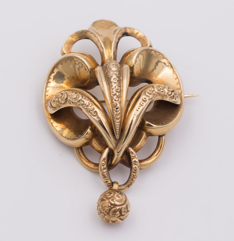 Antique Bourbon gold brooch
