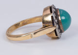 Anello antico  in oro 18k con pasta di vetro verde e diamanti , anni 30 - Antichità Galliera