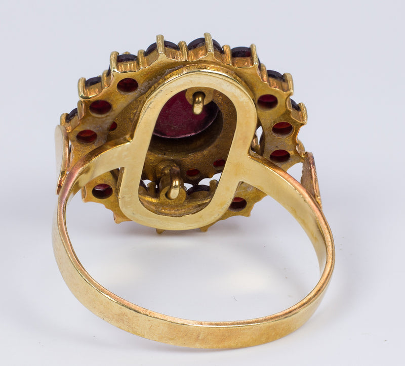 Anello vintage in oro 18k con granati, anni 50 - Antichità Galliera