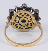 Vintage Ring aus 18 Karat Gold und Silber mit grünen Stein- und Diamantrosetten, 40er Jahre - Antichità Galliera