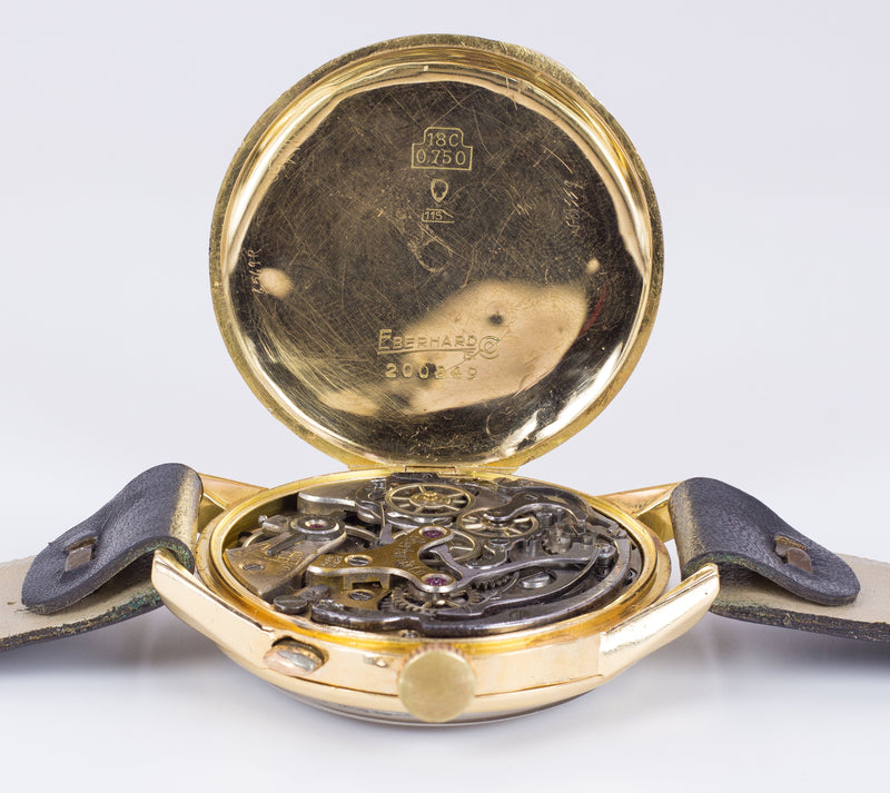 Orologio da polso cronografo Eberhard Pre-Extrafort in oro 18k, anni 30 - Antichità Galliera