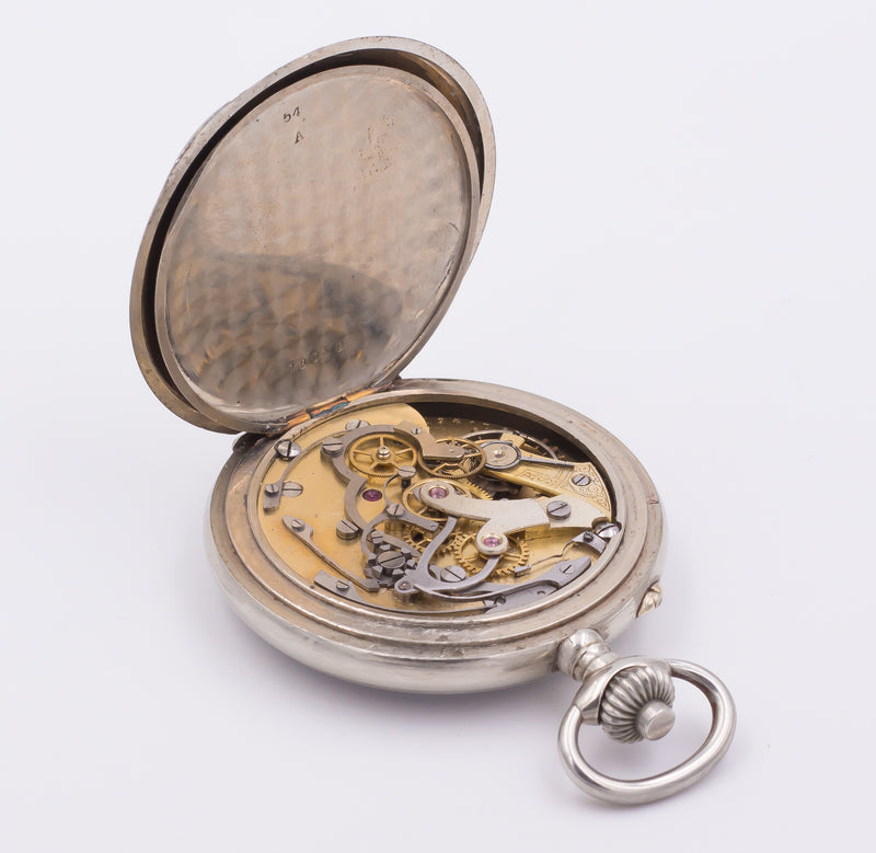 Steel pocket chronograph, late 19th century