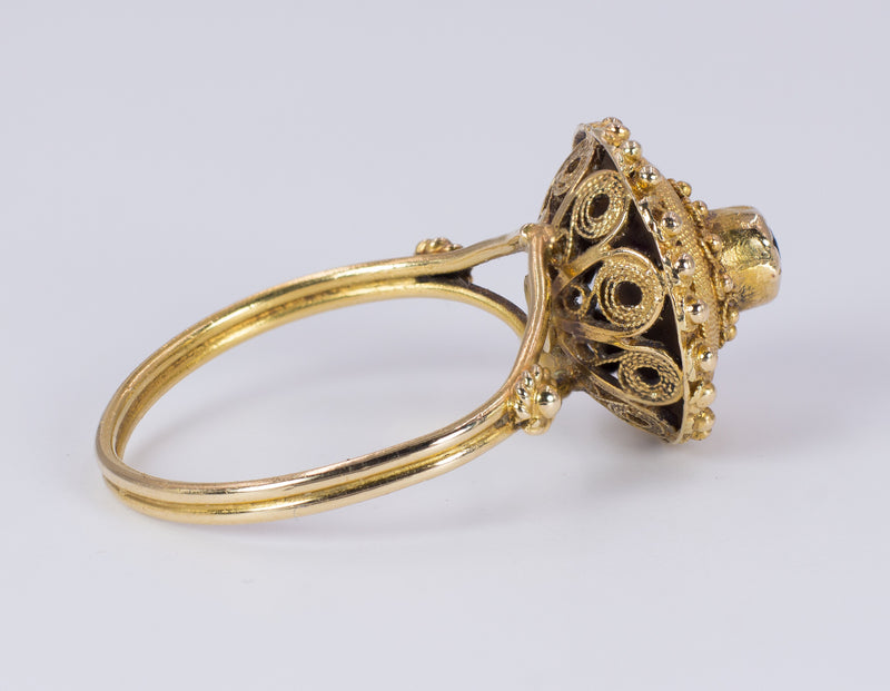 Anello antico in oro 18k con granato, primi del '900 - Antichità Galliera