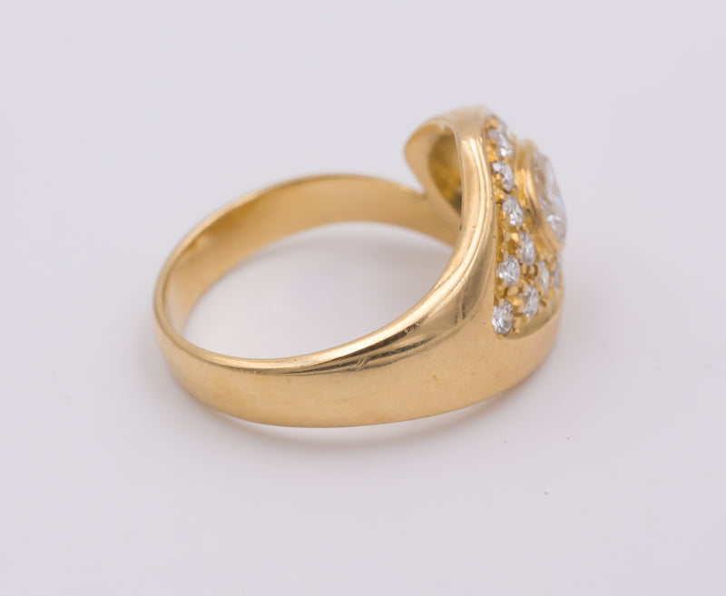 Anello vintage in oro 18K con diamanti, anni '70