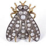 Spilla a mosca antica in oro 18k e argento con diamanti taglio rosa coronè, anni 30 - Antichità Galliera