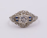 Art Decò Ring aus Weißgold mit Diamanten