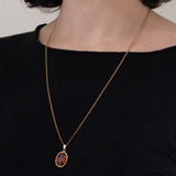 Vintage 18K Yellow Gold Orange Sapphire (approx. 8ct) Pendant Necklace & 18K Yellow Gold Chain, 70s