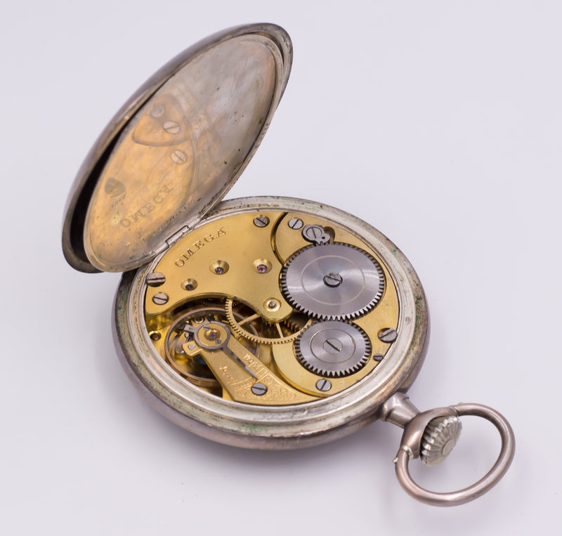 Orologio da tasca Omega in argento , primi del 900