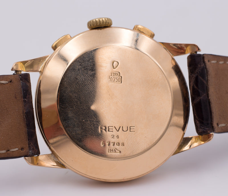 Vintage Revue chronograph in gold from the 1950s