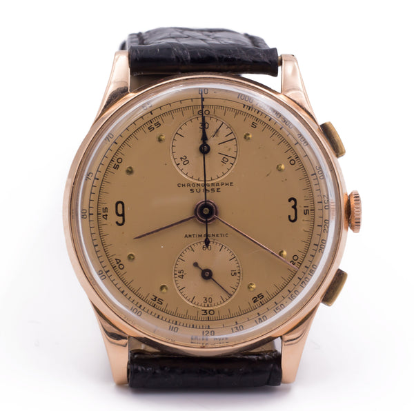 Chronographe Suisse chronographe vintage en or, années 1950