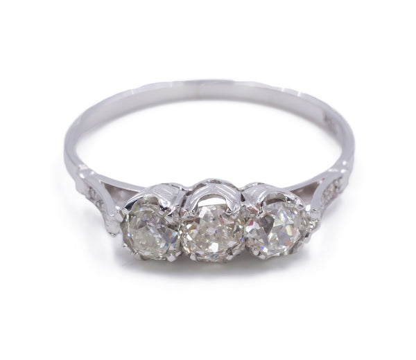 Bague vintage en or blanc avec diamants, 1950