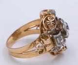 Anello Art Decò in oro bicolore con diamante centrale di 1ct , anni 30/40
