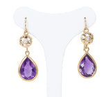 Vintage 18K gold earrings with amethysts and zircons, 50s - Antichità Galliera