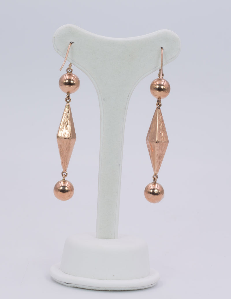 Vintage 14k gold diamond earrings, 1940s