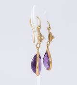Vintage 18K gold earrings with amethysts and zircons, 50s - Antichità Galliera