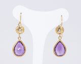 Vintage 18K gold earrings with amethysts and zircons, 50s - Antichità Galliera