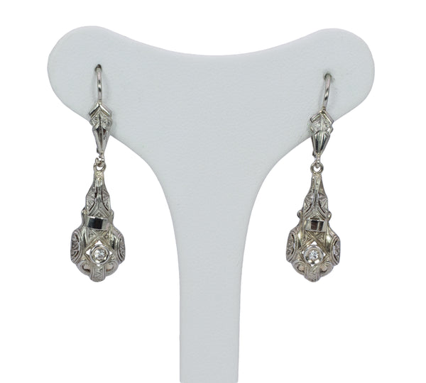 Boucles d'oreilles Art Déco en or avec diamants, années 1930