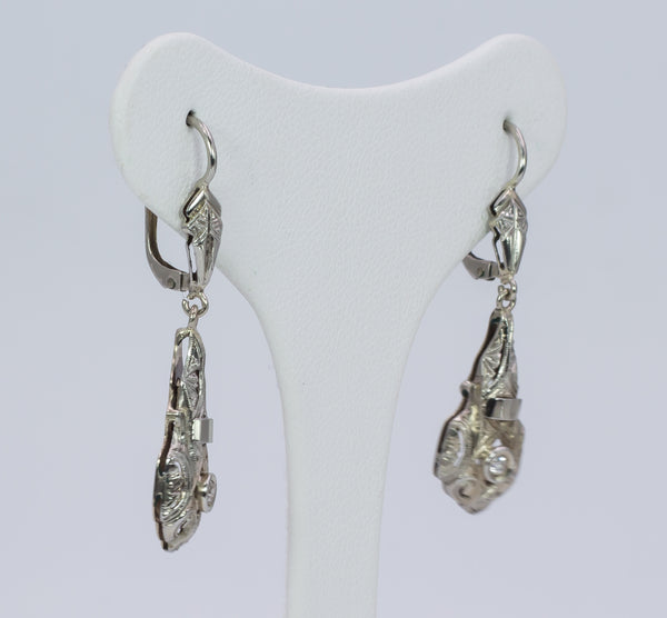 Boucles d'oreilles Art Déco en or avec diamants, années 1930