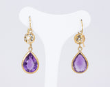 Vintage 18K gold earrings with amethysts and zircons, 50s - Antichità Galliera