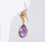 Vintage 18K gold earrings with amethysts and zircons, 50s - Antichità Galliera