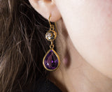 Vintage 18K gold earrings with amethysts and zircons, 50s - Antichità Galliera