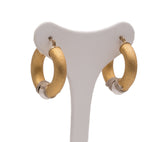 Vintage zweifarbige Ohrringe aus Satingold mit Perle, 70er Jahre