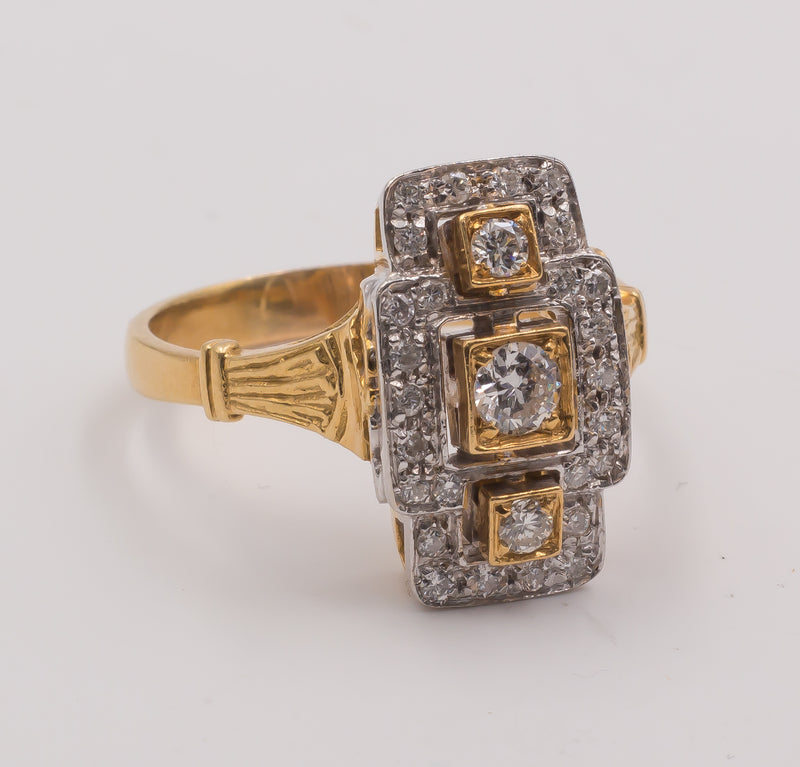 Anello vintage in oro con diamanti taglio brillante, anni 50