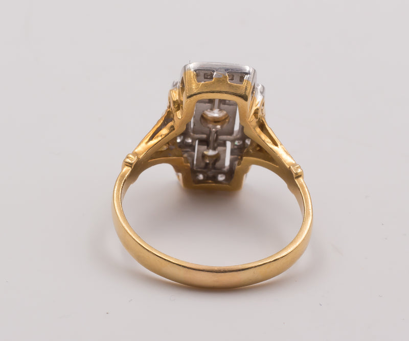 Anello vintage in oro con diamanti taglio brillante, anni 50