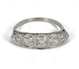 Antique white gold ring with brilliant cut diamonds, 30s