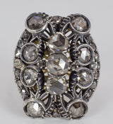Anello antico in oro e argento con 5ct circa di diamanti taglio rosetta, primi del '900