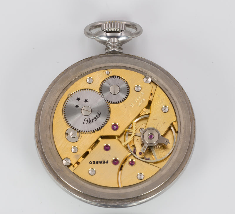 Orologio da tasca Perseo Ferrovie dello stato in acciaio, primi