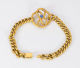 Braccialetto borbonico in oro con pietra azzurre e perline