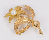 Broche vintage en or 18 carats avec perle, 50 - Antichità Galliera