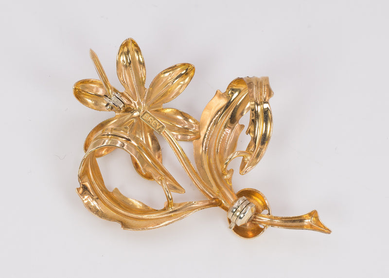 Spilla vintage in oro 18k con perla, anni 50 - Antichità Galliera