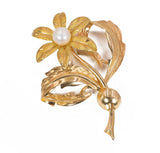 Broche vintage en or 18 carats avec perle, 50 - Antichità Galliera