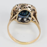 Antiker Ring aus 18 Karat Gold und Silber, mit Saphir und Diamanten, Anfang des 900. Jahrhunderts – Antichità Galliera