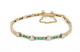 Gold bracelet with brilliant-cut diamonds and emeralds. 30s