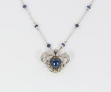 Vintage Gold Saphir, Opal und Diamant Halskette mit Anhänger, 40er Jahre