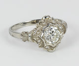 Anello Art Decò in platino con diamante centrale (0.8ct), anni 30