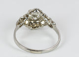 Anello Art Decò in platino con diamante centrale (0.8ct), anni 30