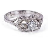 Vintage Ring aus 18 Karat Gold mit zentralem Diamanten im Brillantschliff (0.35 ct) - Antichità Galliera