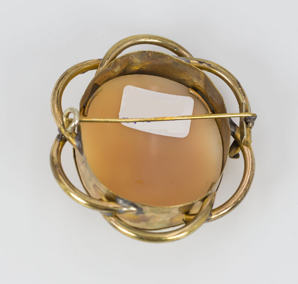 Antique brass cameo brooch, 1930s