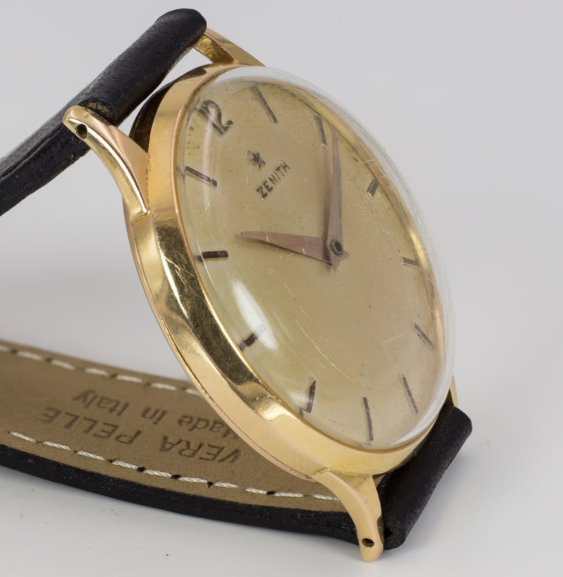 Orologio da polso vintage Zenith in oro 18k, anni 50
