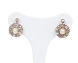 Antique 14k gold earrings with rosettes and pearl, early 900s - Antichità Galliera