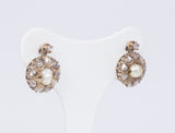 Antique 14k gold earrings with rosettes and pearl, early 900s - Antichità Galliera