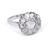 Antique 18K white gold ring with coroné rose cut diamonds, early 900s - Antichità Galliera