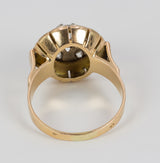 Vintage Goldring mit Diamant und Rosetten im Brillantschliff, 40er Jahre