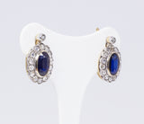 Antique 18K gold earrings with sapphires and diamond rosettes, 40s - Antichità Galliera
