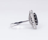 Vintage Weißgoldring mit Saphir (6.2 ct) und Diamanten, 50er Jahre - Antichità Galliera